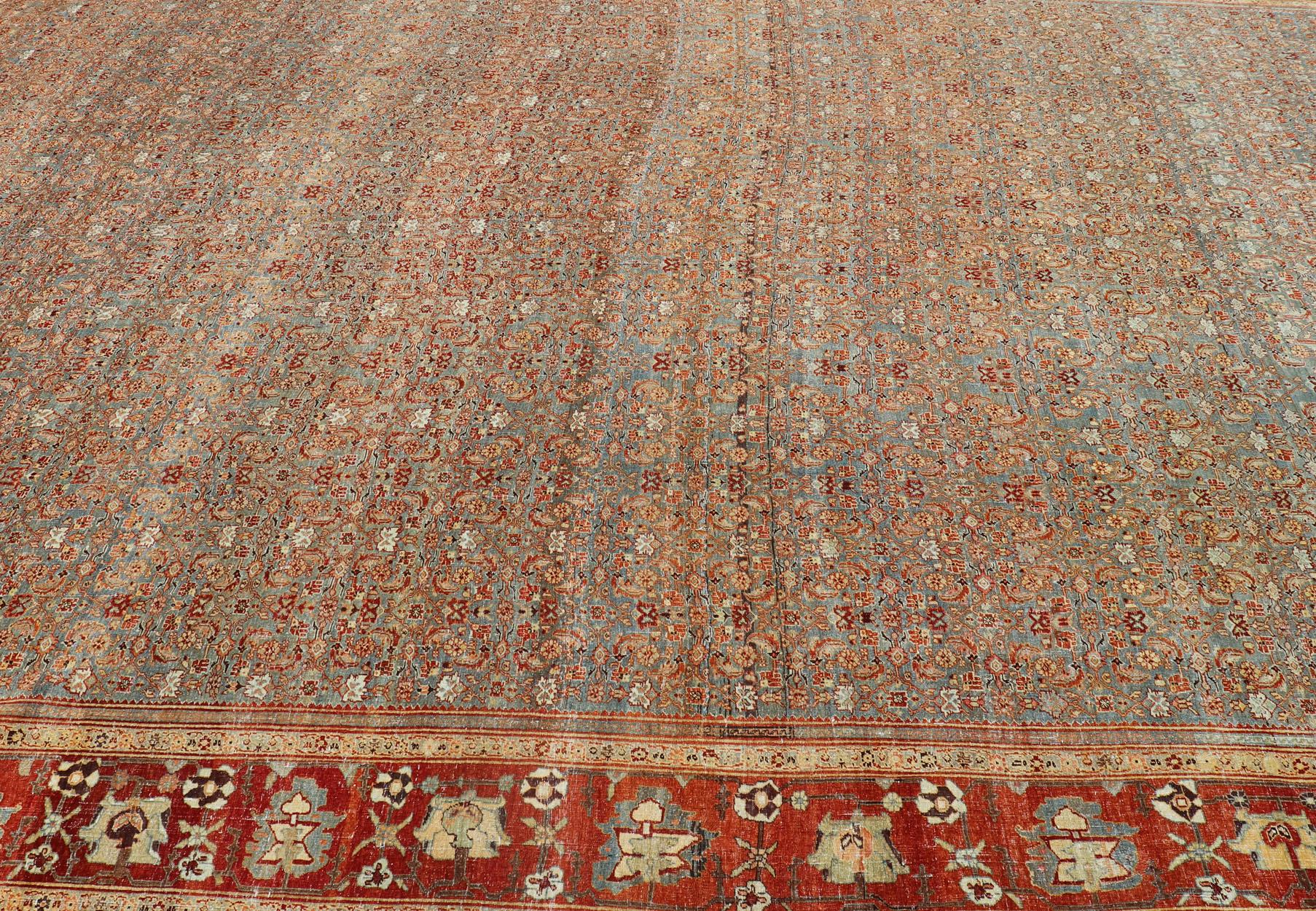 Over sized Antique Persian Bidjar Rug in Herati Design by Keivan Woven Arts For Sale 13