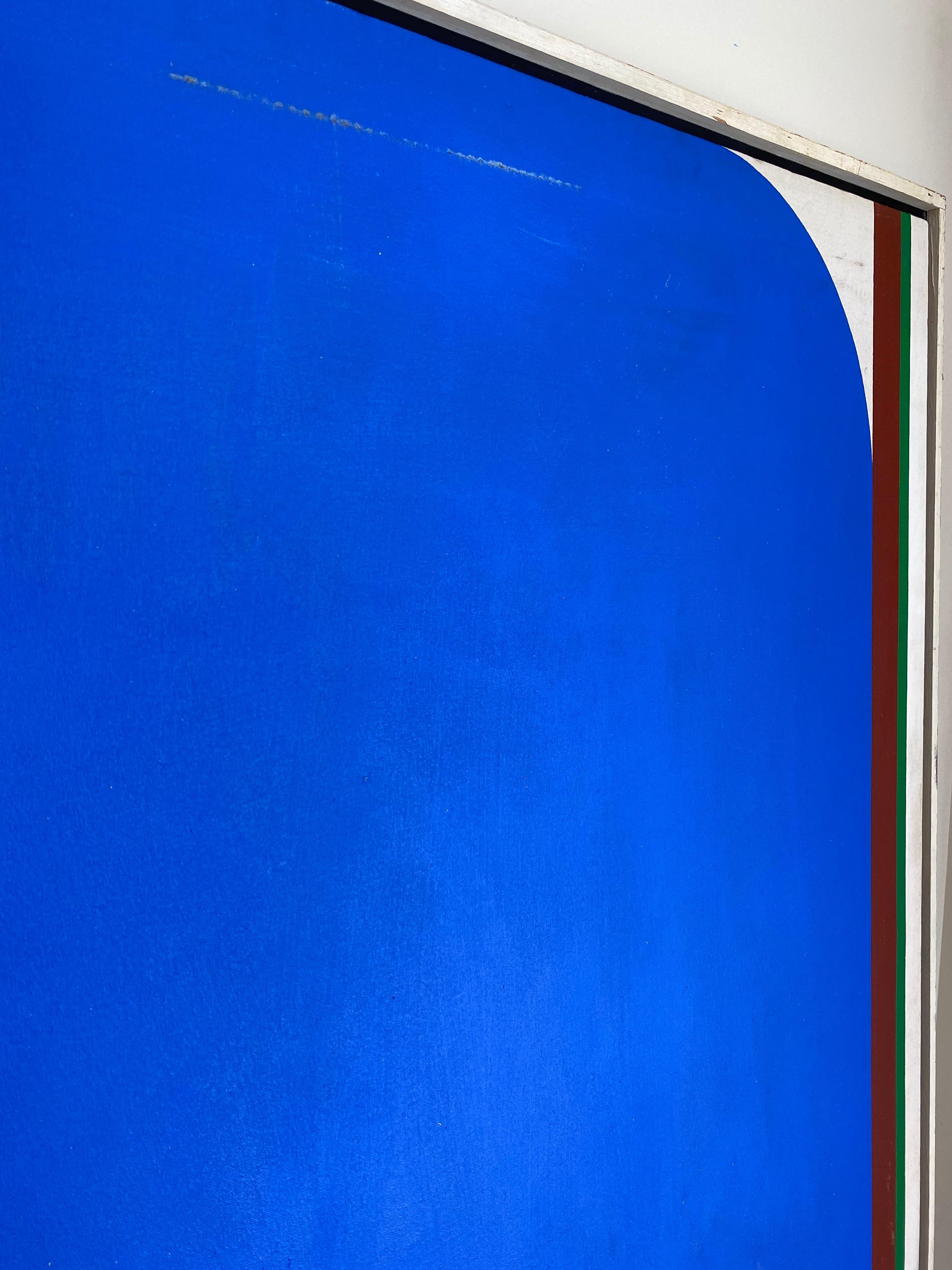 Mid-Century Modern Over-Sized Blue Abstract Painting by Russell Arnold, 1965
