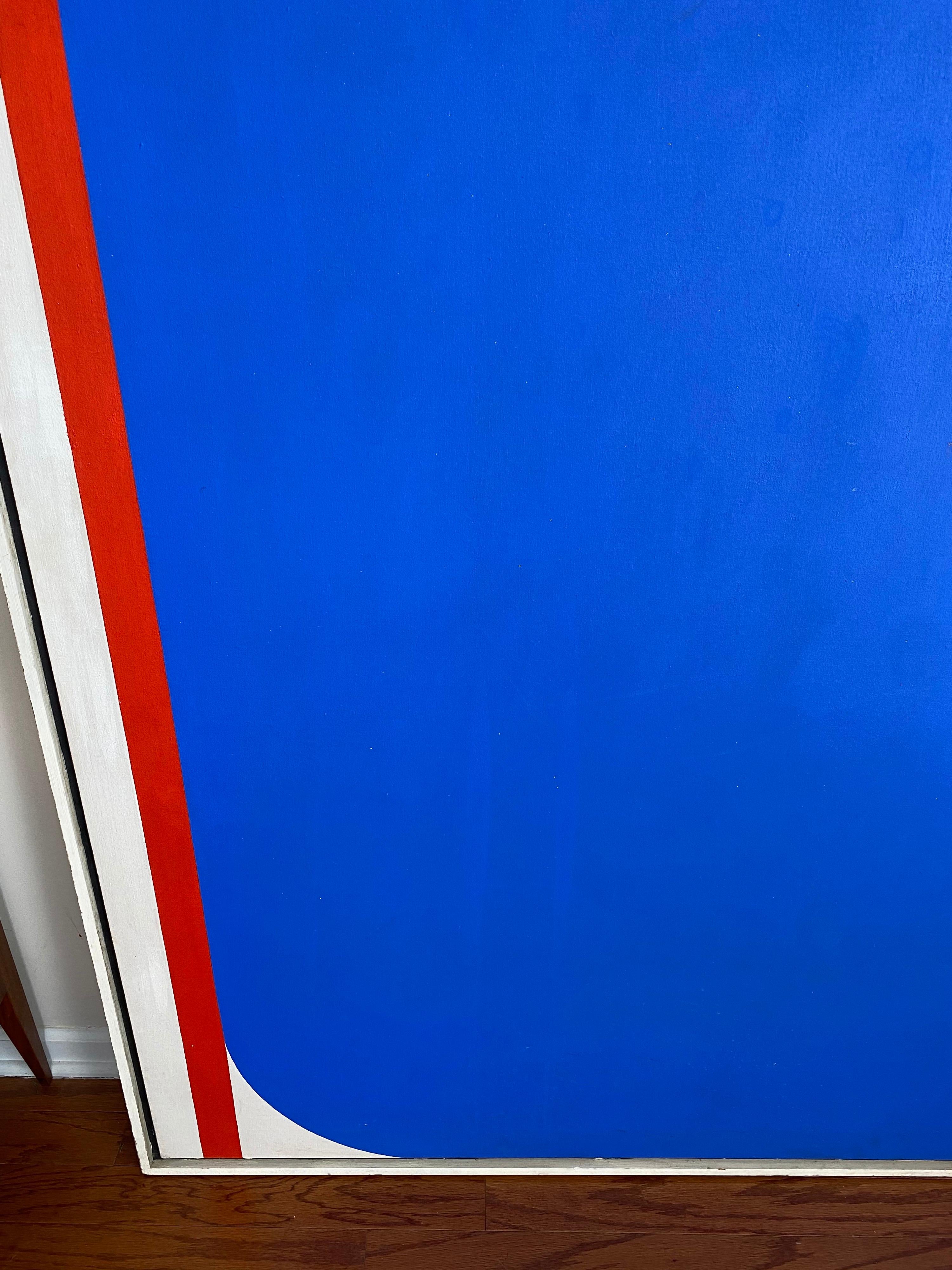 American Over-Sized Blue Abstract Painting by Russell Arnold, 1965