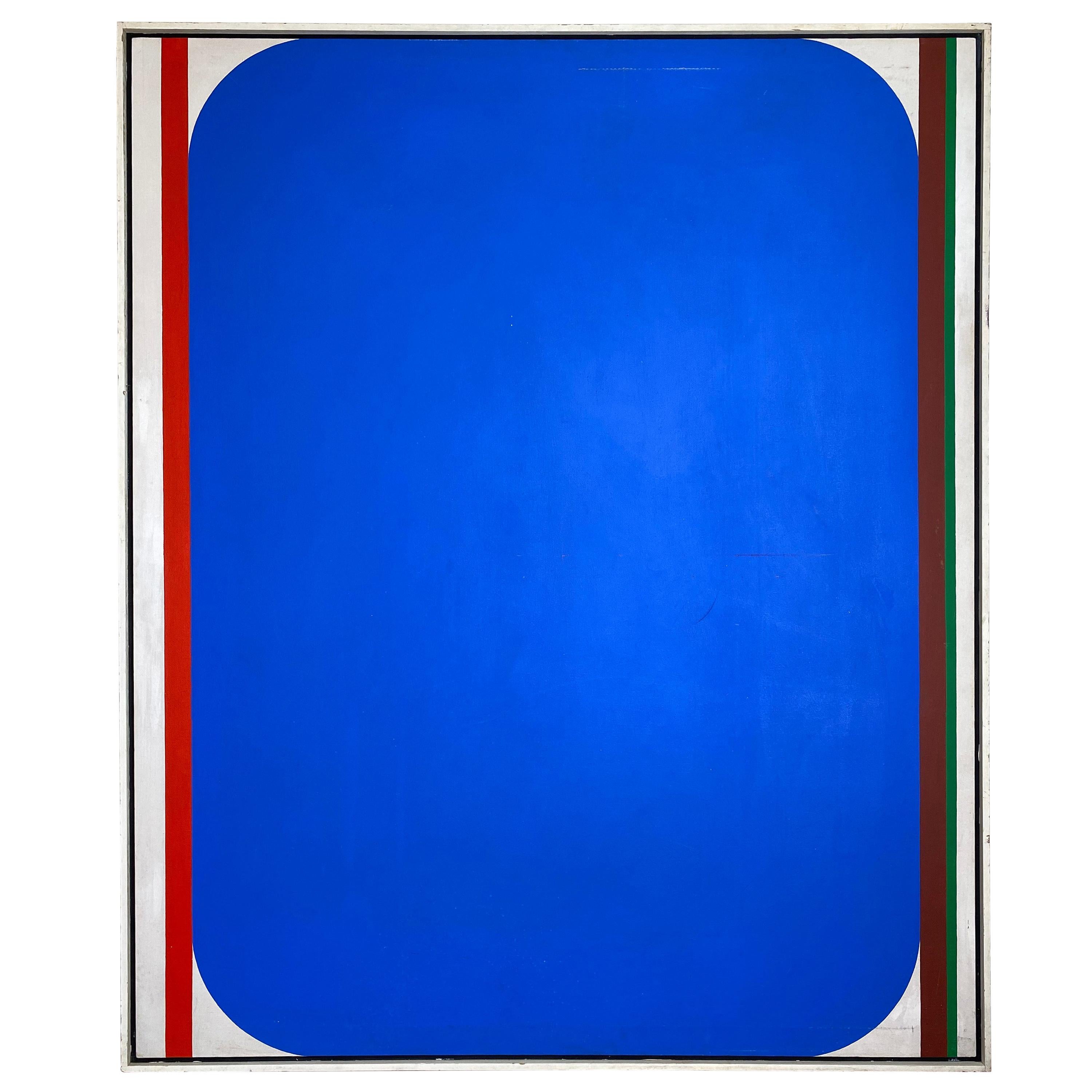 Over-Sized Blue Abstract Painting by Russell Arnold, 1965