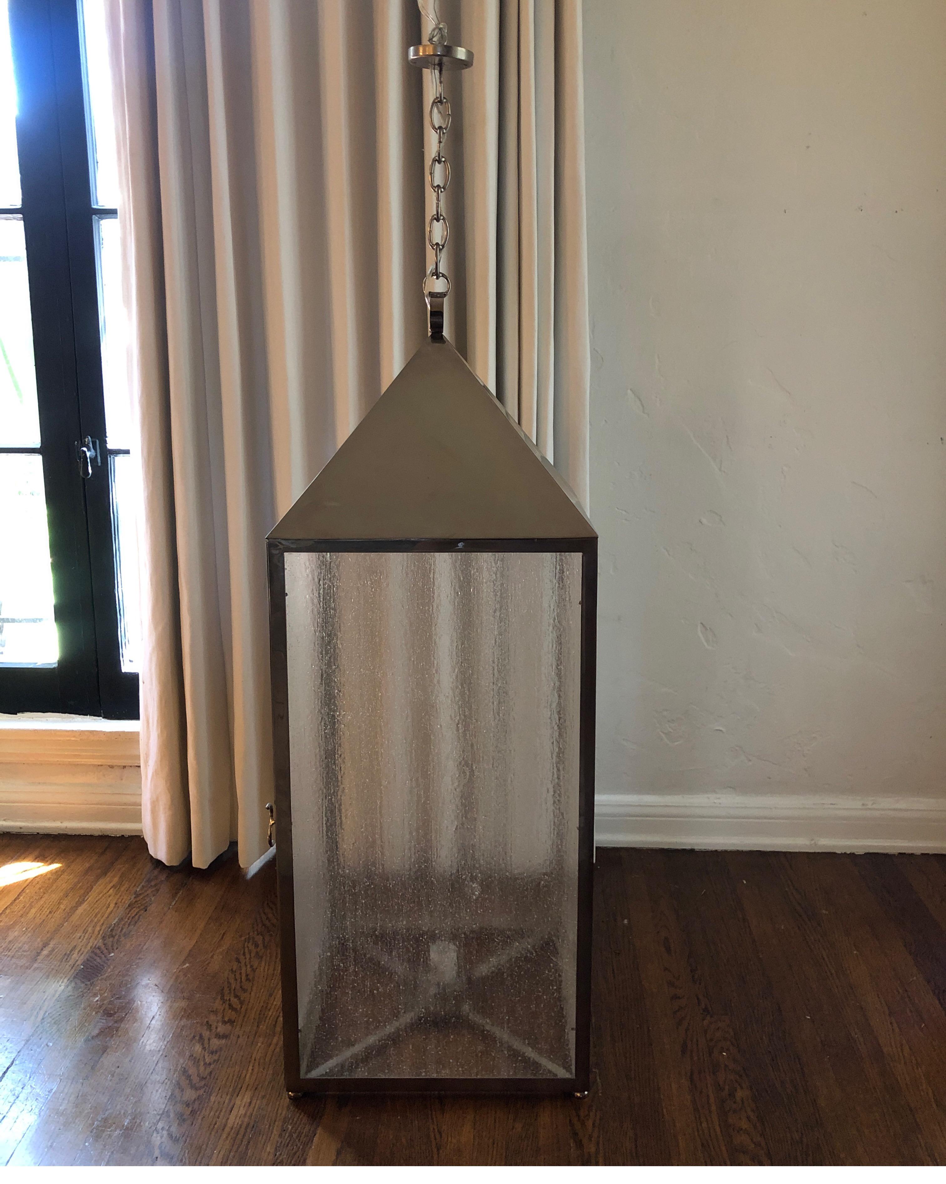 Over-Sized Custom Hanging Polished Nickel Lantern, Contemporary Modern 2
