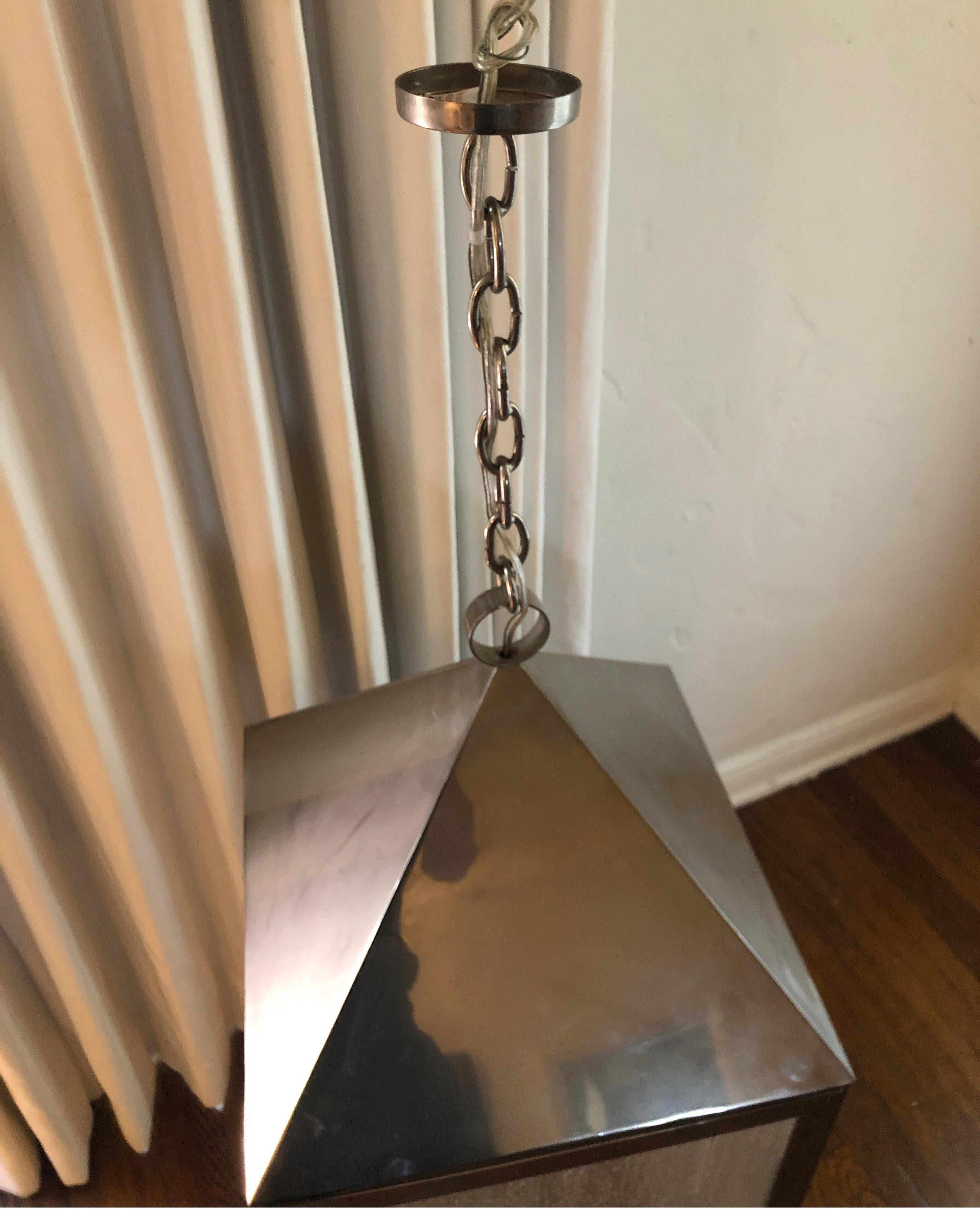 Over-Sized Custom Hanging Polished Nickel Lantern, Contemporary Modern 1