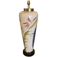 Oversized Hollywood Regency Porcelain Parrot Table Lamp