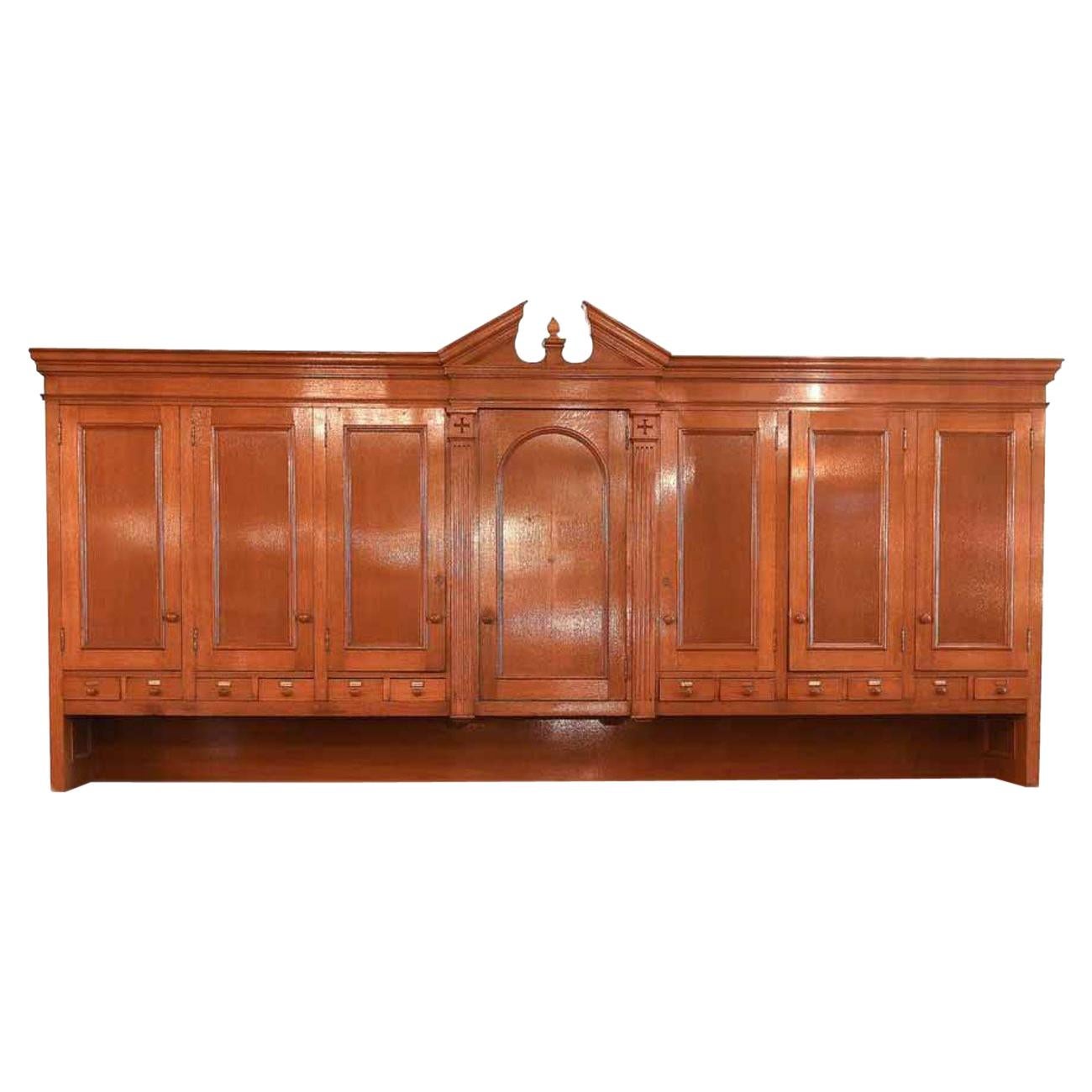 Over-Sized Oak Vestment Top Cabinet For Sale