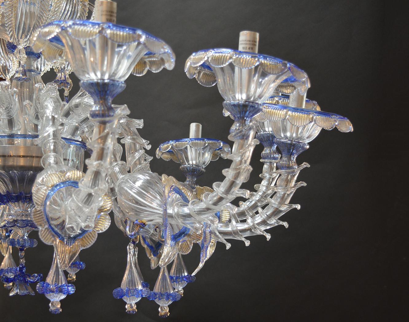 Contemporary Over sized Pair of Murano Chandeliers Handmade in Italy