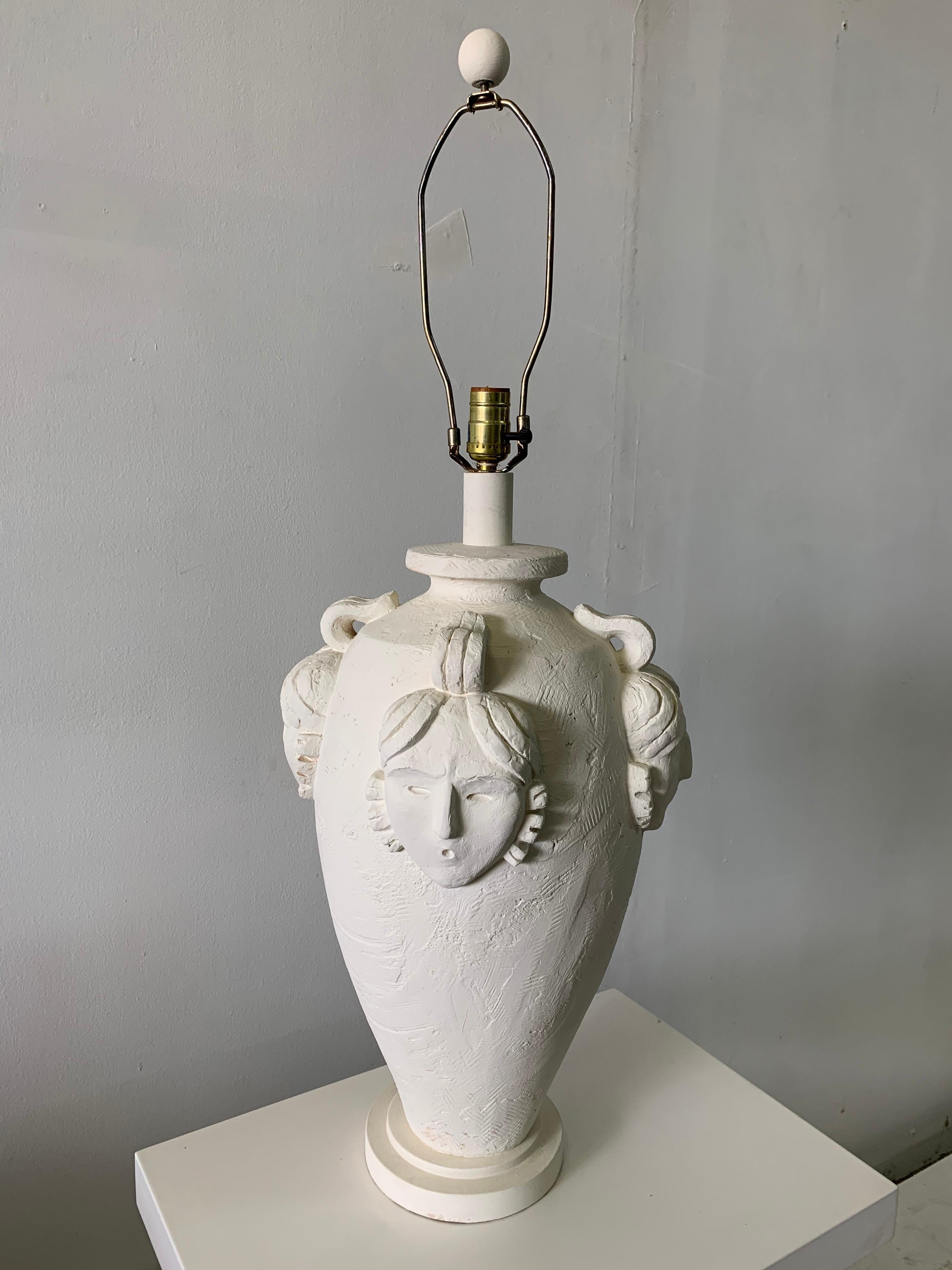 Mid-20th Century Over-Sized Plaster Figural Table Lamp