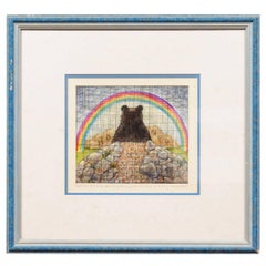 Vintage "Over-the-Hill Bear Facing Greener Pastures and a Honey Mountain" by Rosie Clark
