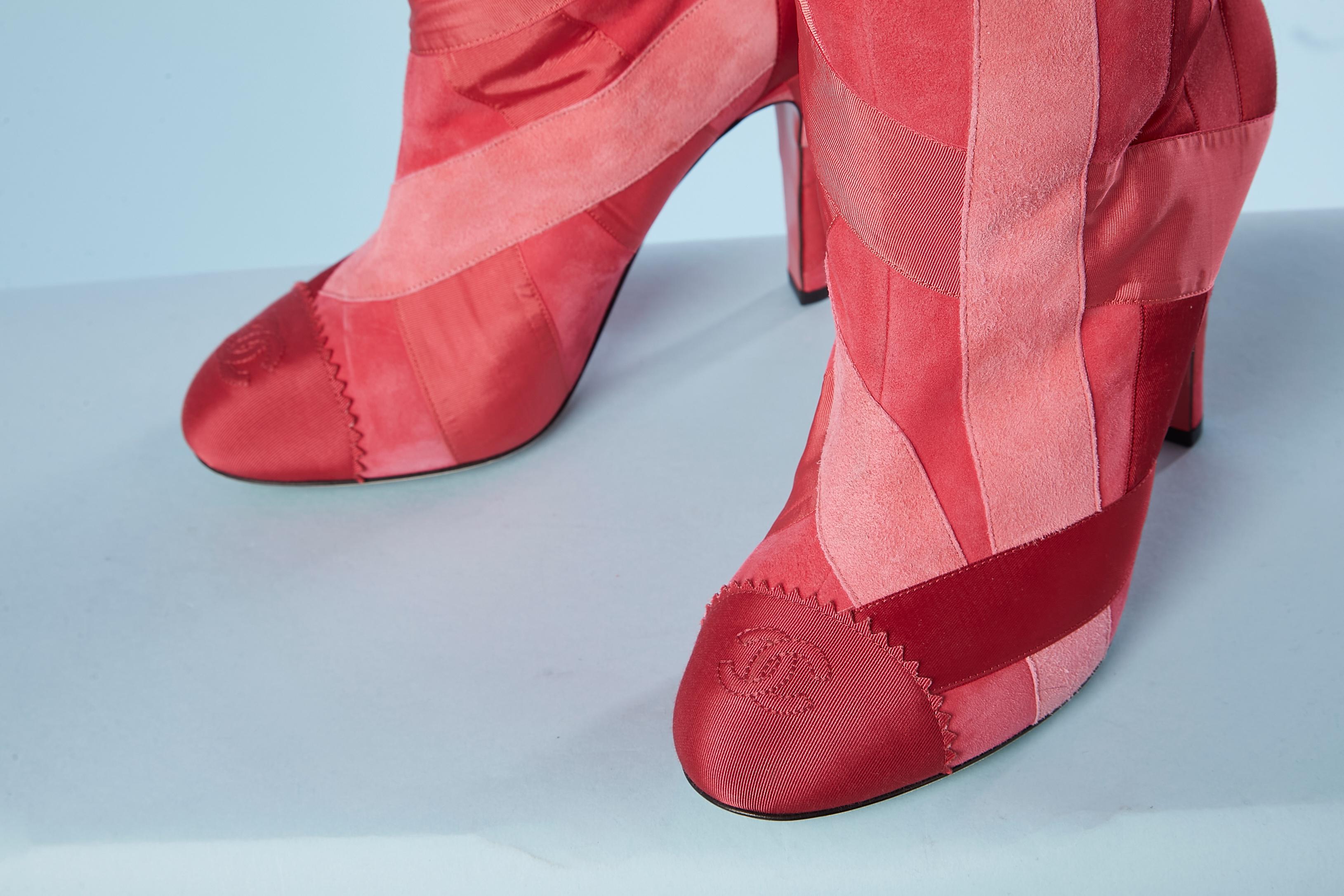 pink chanel boots