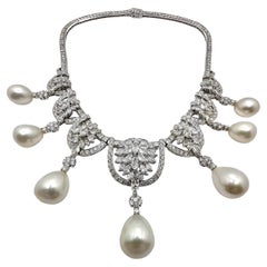 Over the Top Platinum, Diamond & South Sea Pearl Necklace Fit For A Queen 