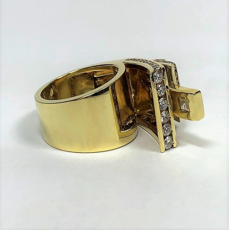 Over the Top Retro Style Gold and Diamond Ring For Sale at 1stDibs