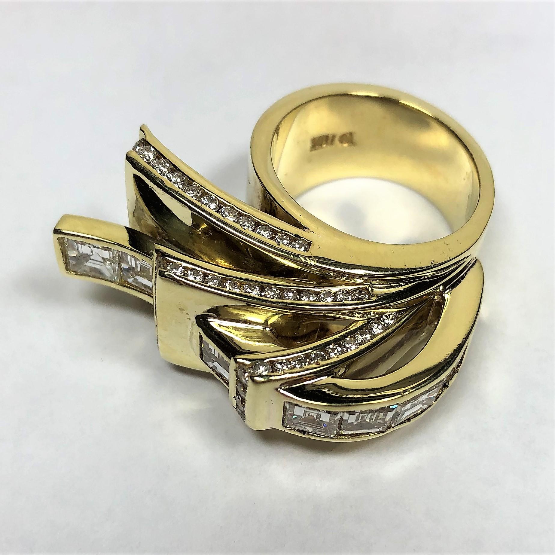 Over the Top Retro Style Gold and Diamond Ring 1