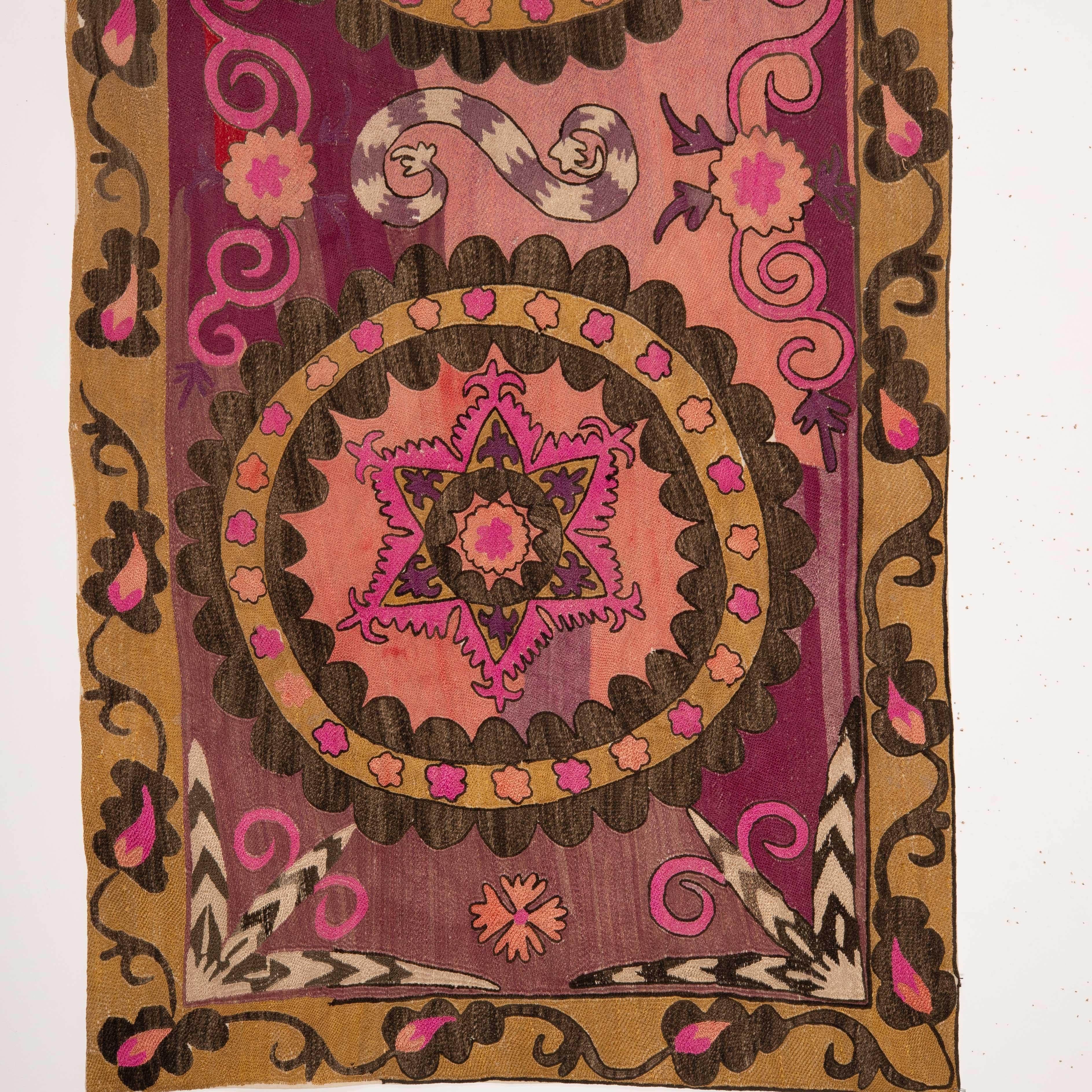 Silk Overall Embroidered Suzani from Tashkent, Uzbekistan, 1930s For Sale