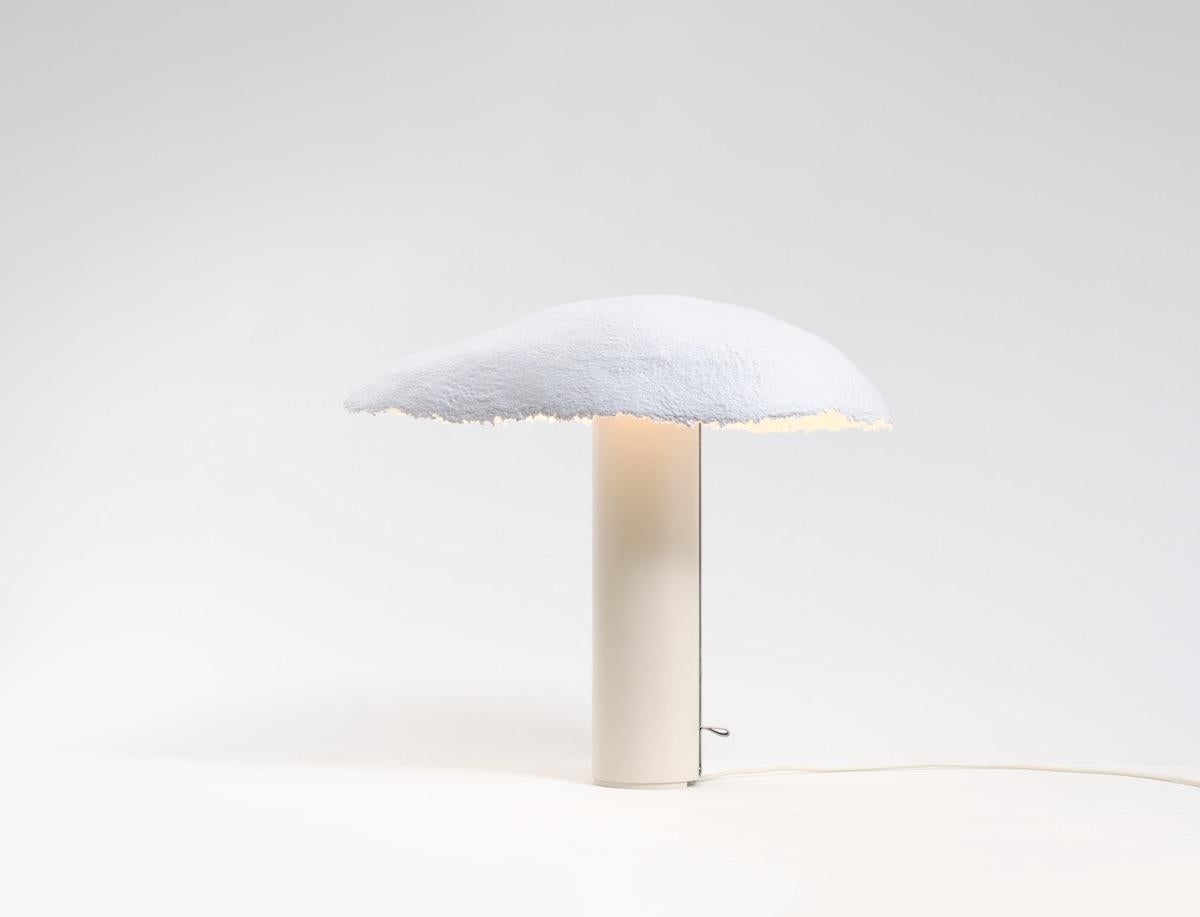 Minimalist Overcast Dimmable Table Lamp, Calen Knauf, Off White, Handmade Pulp Paper Mache For Sale
