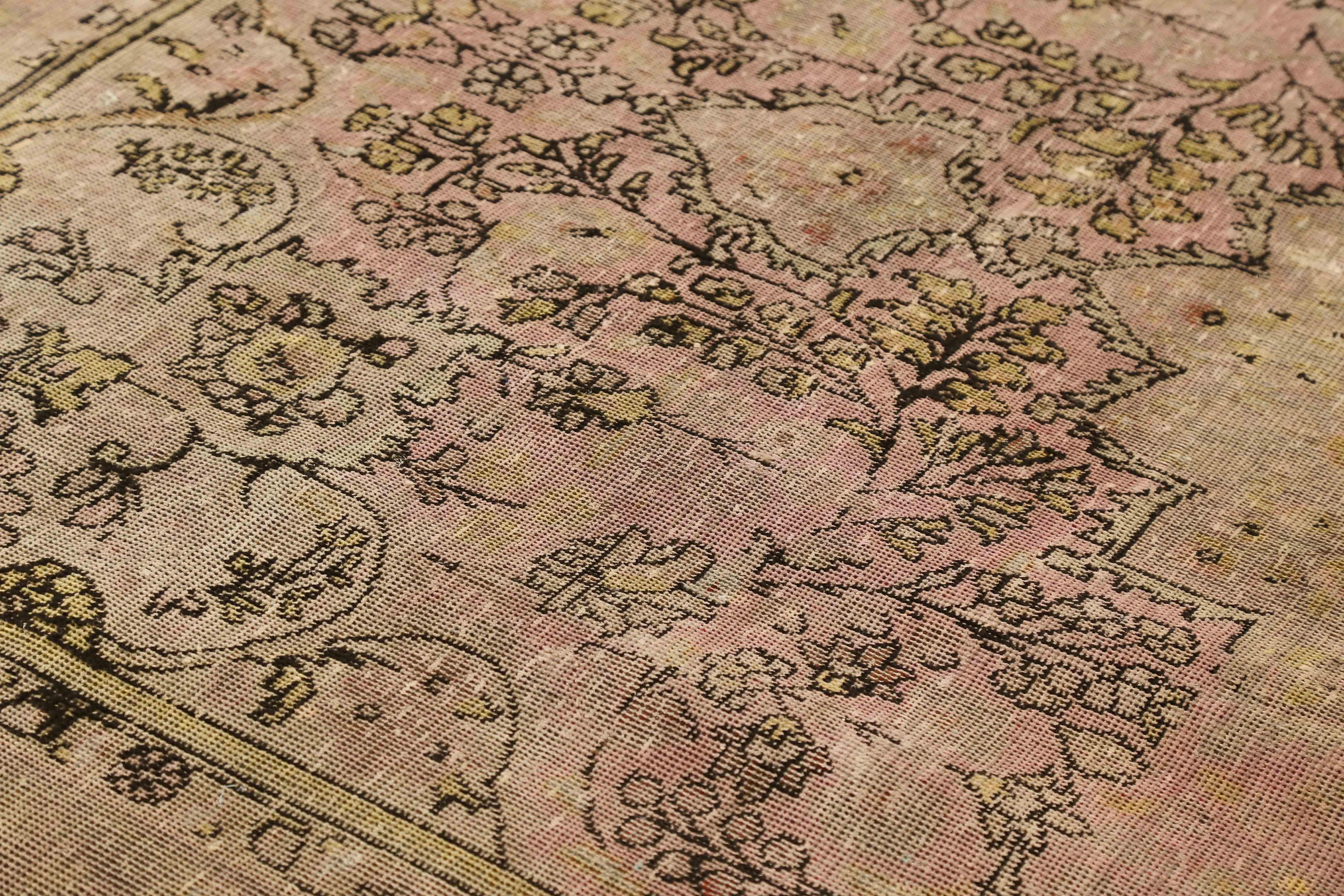 Other Overdye Contemporary Persian Rug with Black & Pink Botanical Details For Sale