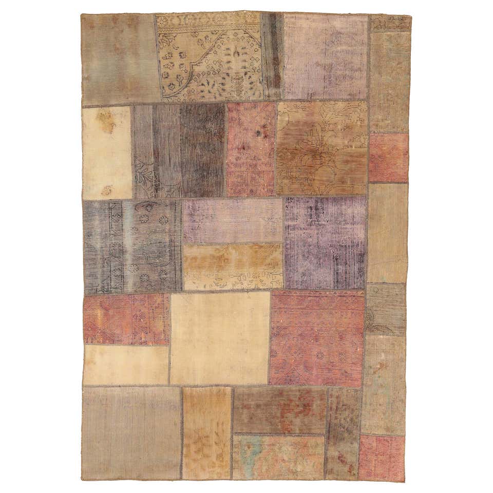 Overdye Persian Contemporary Patchwork Rug in Various Colors and ...