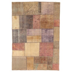 Überdye Persischer zeitgenössischer Patchwork-Teppich in verschiedenen Farben und Mustern