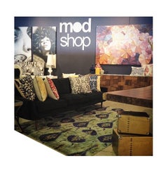 Mint Aqua Blue Over-dye Contemporary Hand Knotted Silk Ikat Rug in Stock