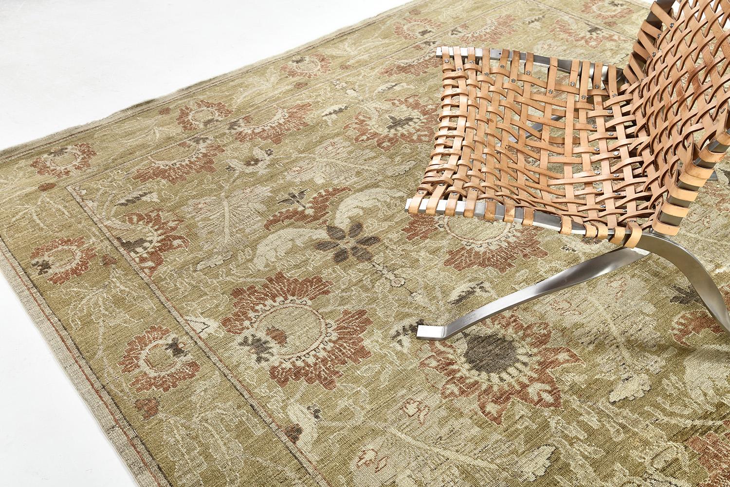 Hand-Knotted Overdyed Agra Design Rug
