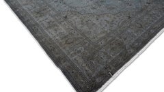 Overdyed Blue-Gray and Charcoal Vintage Rug 8'5''x12'3''
