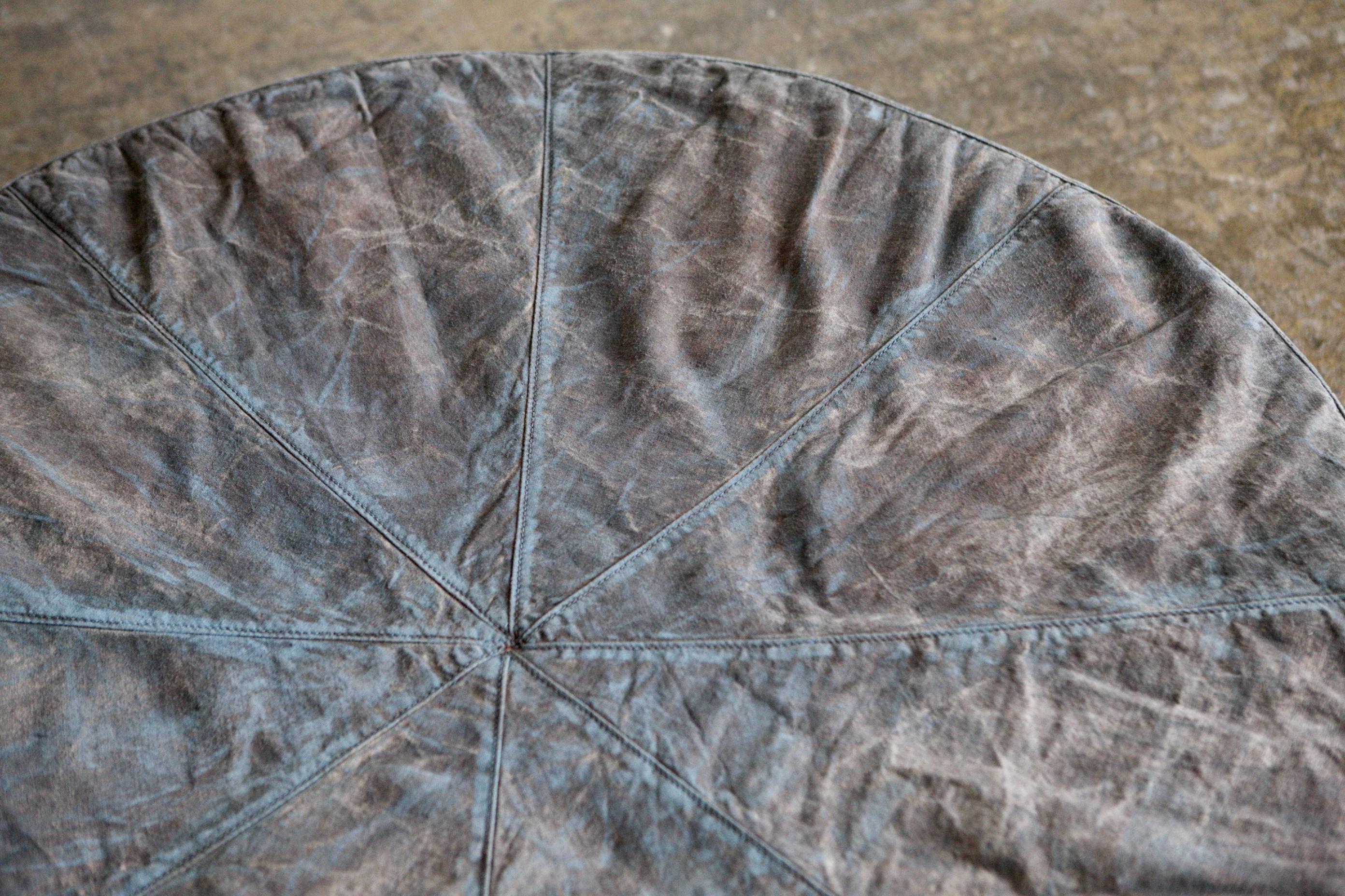 Late 20th Century Overdyed Circular Poufe For Sale