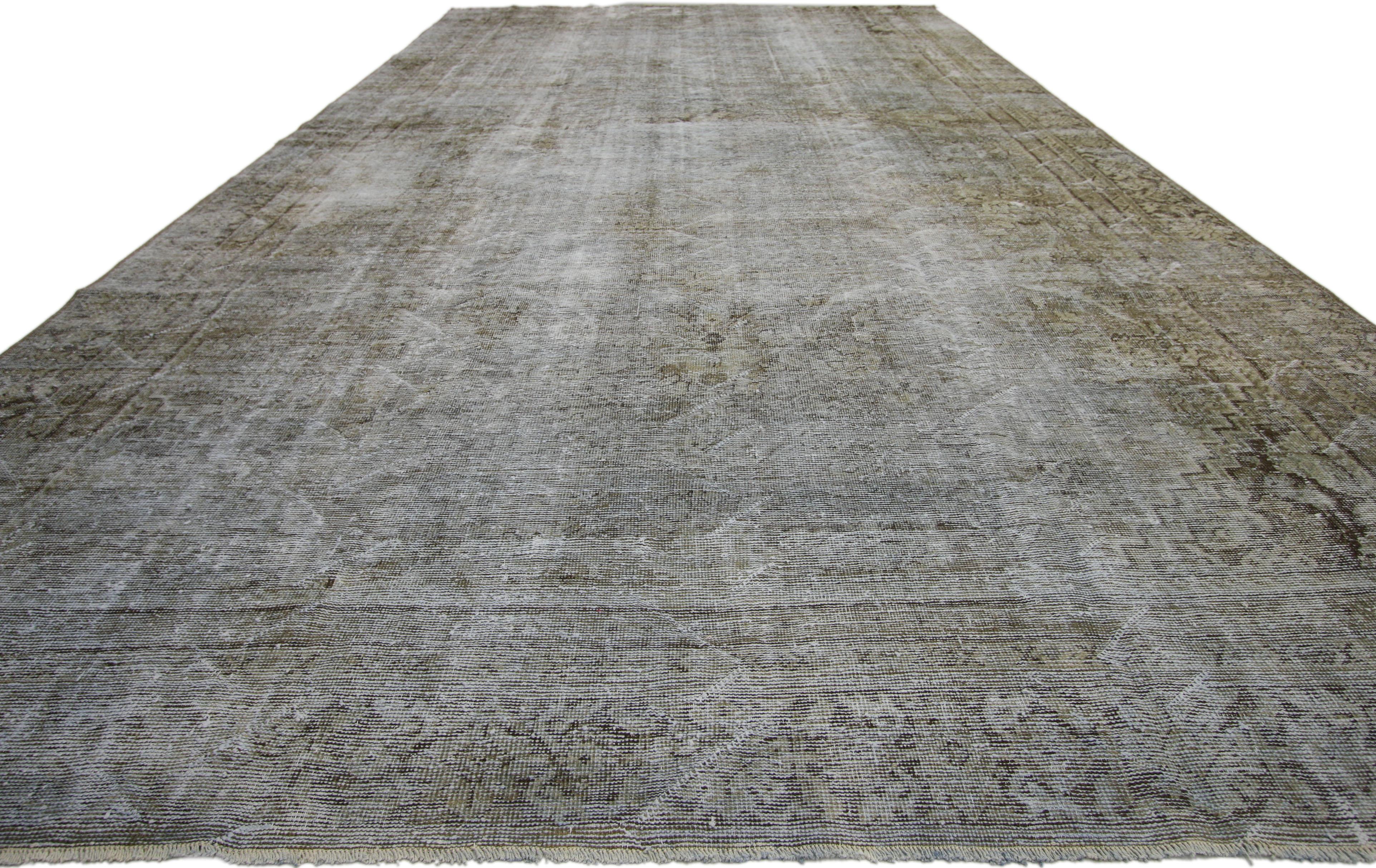 20th Century Distressed Vintage Turkish Rug with Modern Industrial Urban Luxe Style For Sale