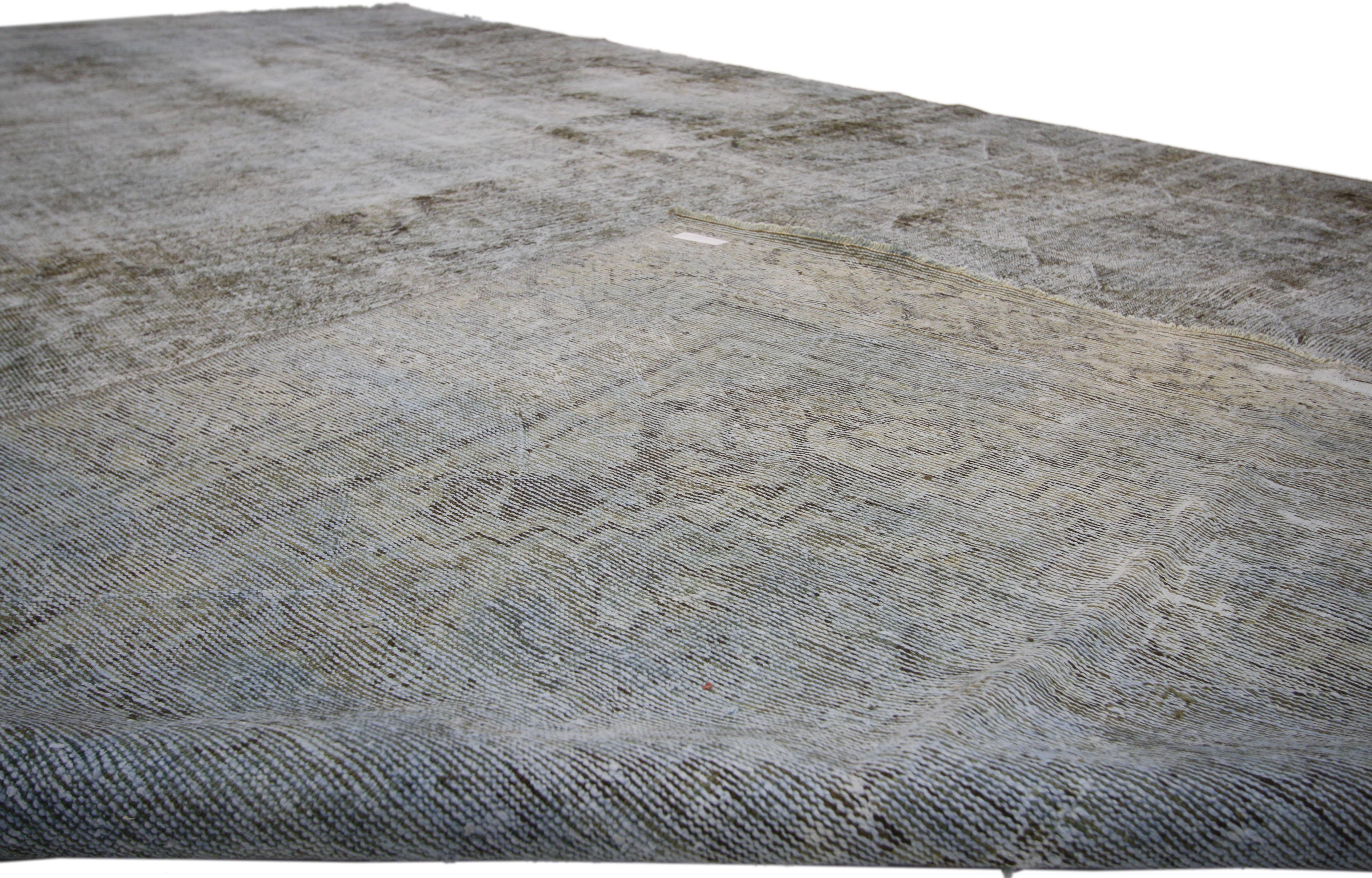 Distressed Vintage Turkish Rug with Modern Industrial Urban Luxe Style For Sale 3