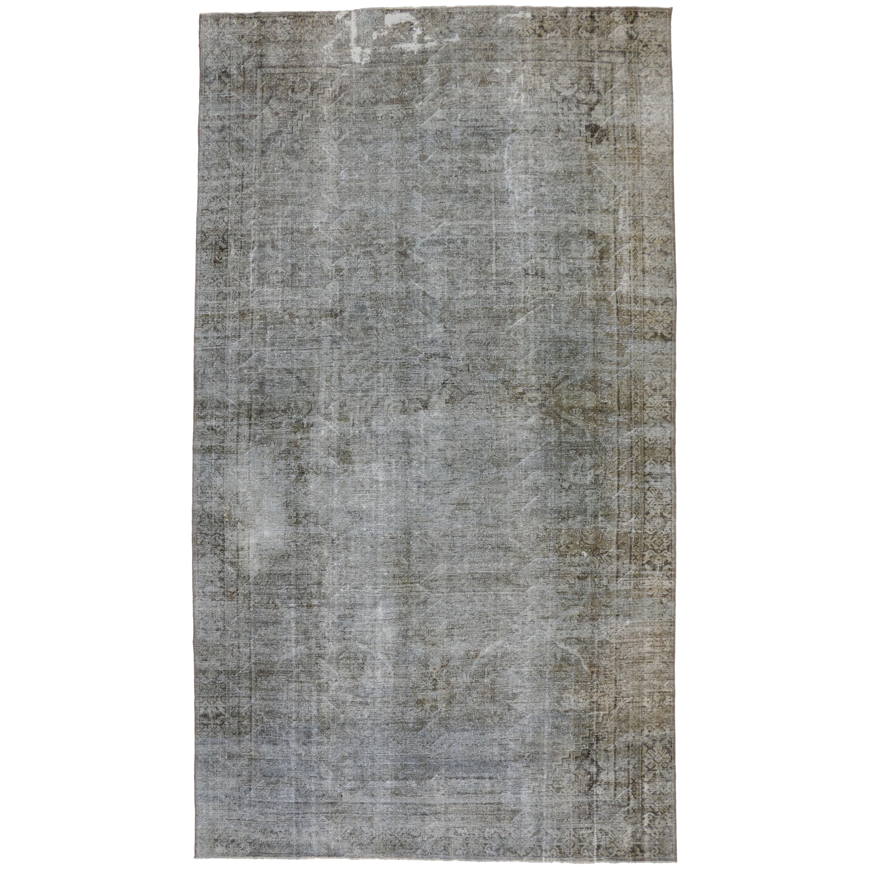 Distressed Vintage Turkish Rug with Modern Industrial Urban Luxe Style For Sale