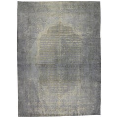 Overdyed Distressed Vintage Turkish Rug with Modern Industrial Warehouse Style
