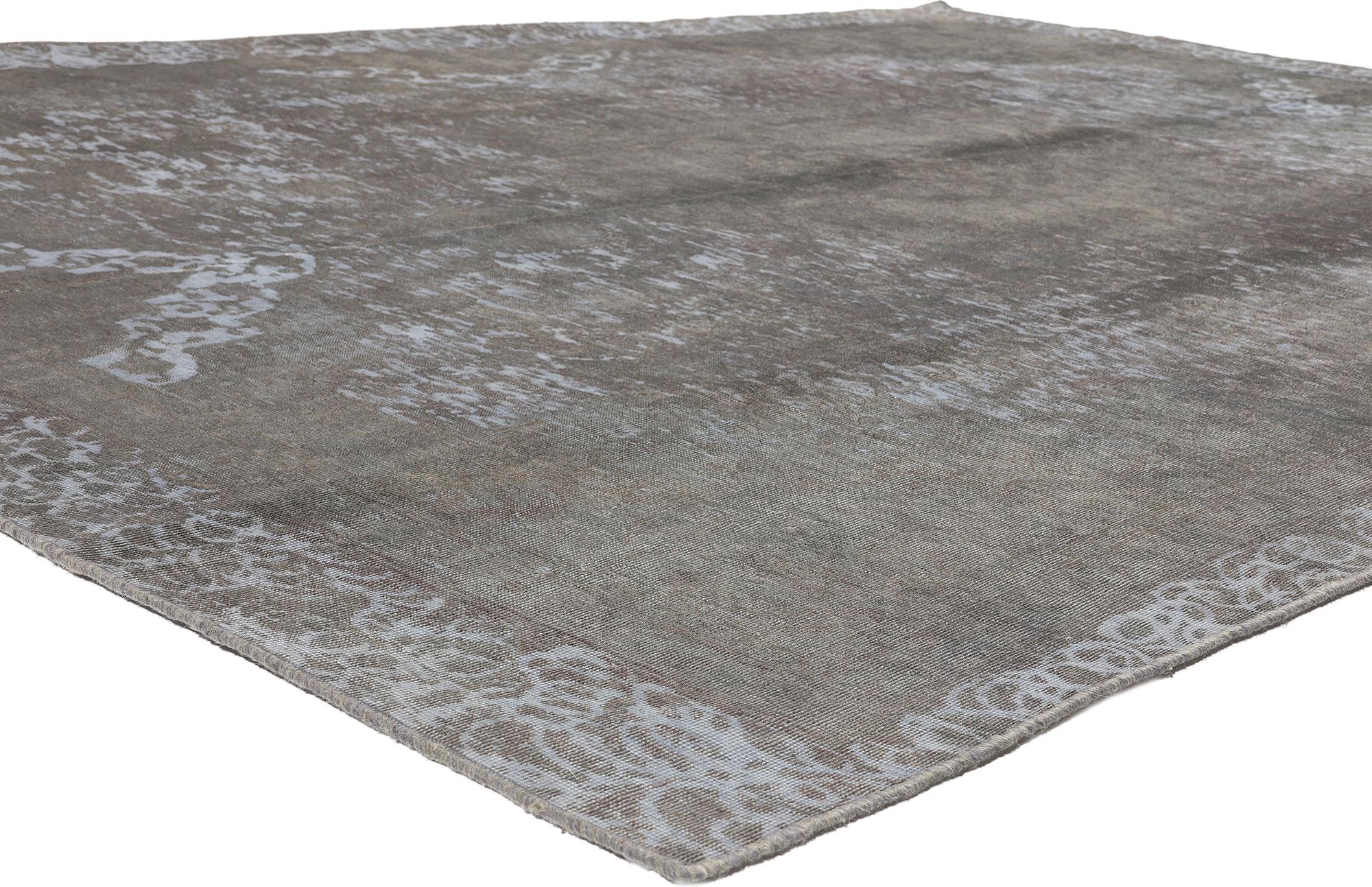60603 Vintage Turkish Overdyed Rug, 08’01 x 11’07. 
Relaxed refinement meets luxe utilitarian appeal in this hand knotted vintage Turkish overdyed rug. The faded botanical design and analogous color scheme work together resulting in a modern look