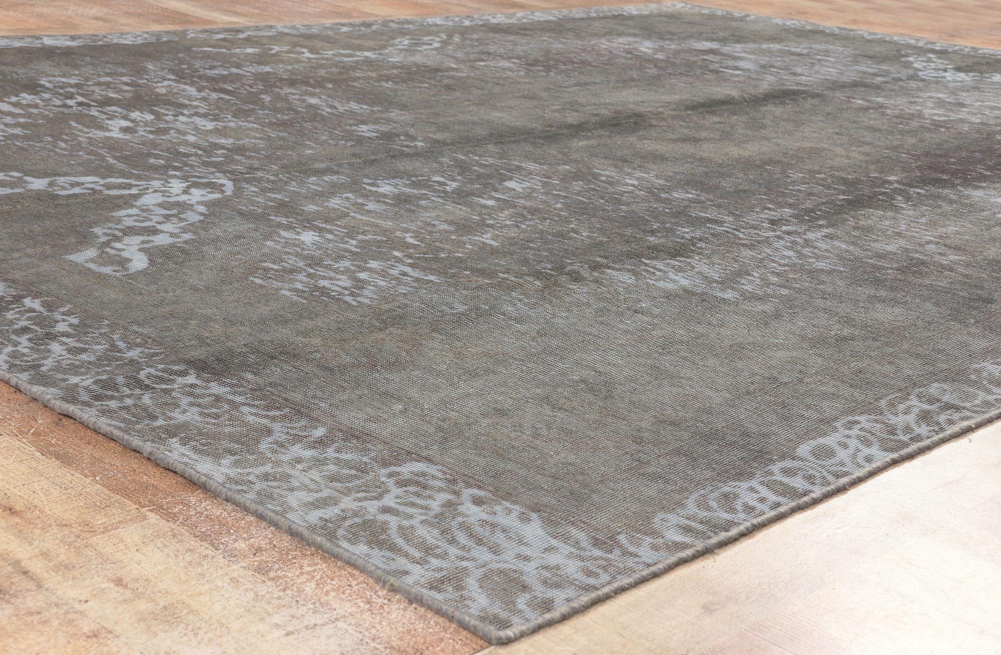 Wool Vintage Turkish Overdyed Rug, Relaxed Refinement Meets Luxe Utilitarian Appeal For Sale