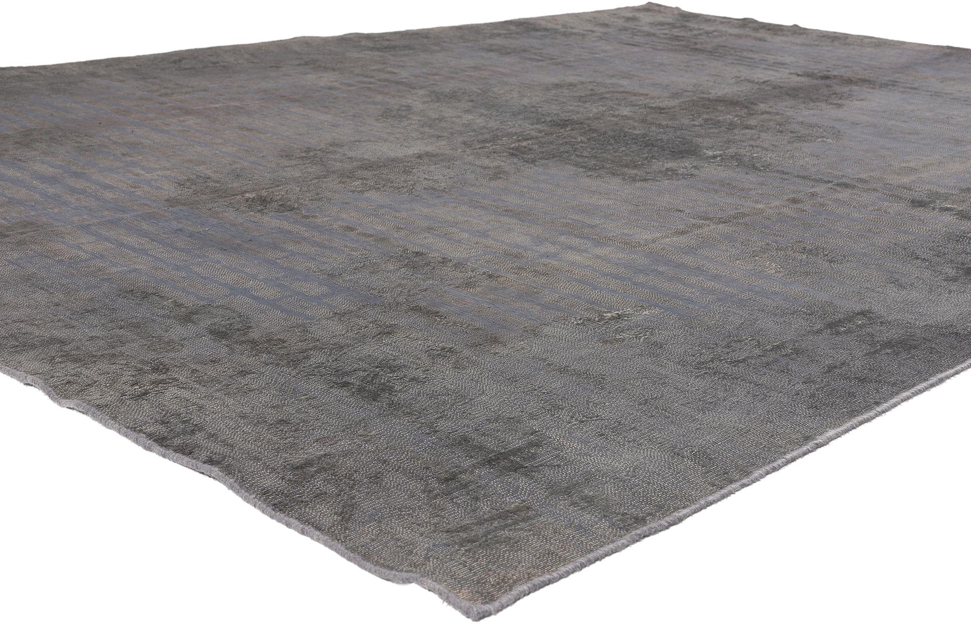 60601 Vintage Turkish Overdyed Rug, 07'03 x 10'03. 
French Industrial meets laid-back luxury in this vintage Turkish overdyed rug. The nostalgic brick design and monochromatic earthy hues in this piece work together creating a cohesive flow. The