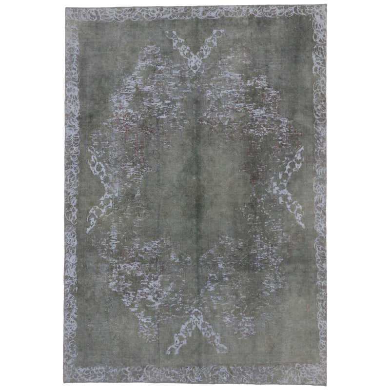 Overdyed Distressed Vintage Turkish Rug with Modern Style, High and Low ...