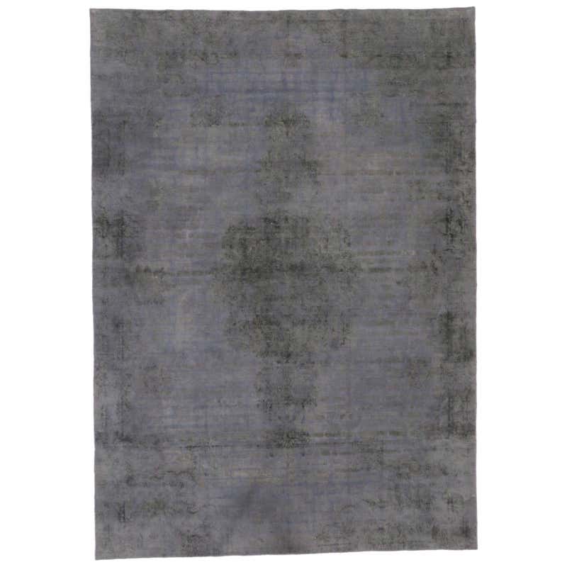 Overdyed Distressed Vintage Turkish Rug with Modern Style, High and Low ...