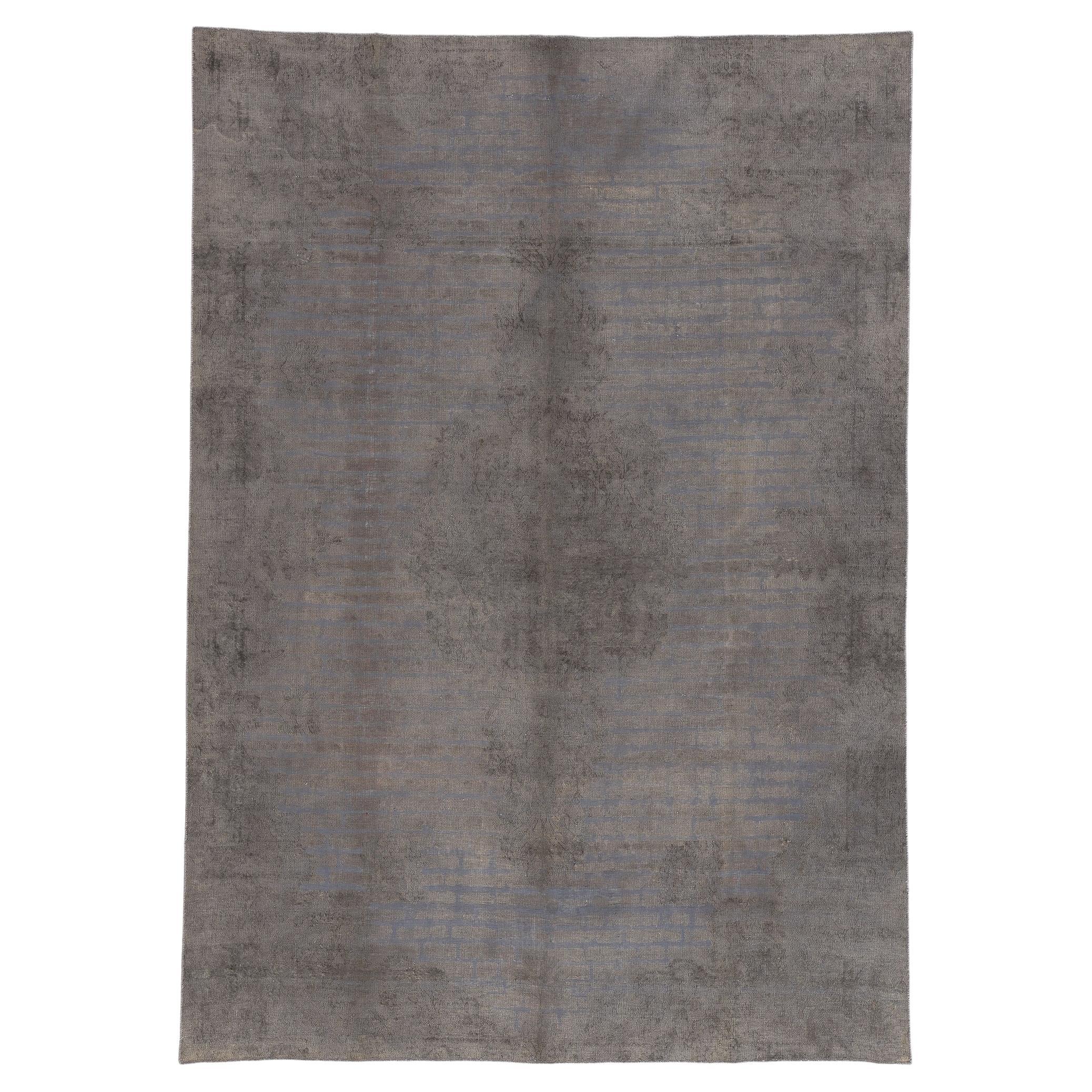 Vintage Turkish Overdyed Rug, French Industrial Meets Laid-Back Luxury For Sale