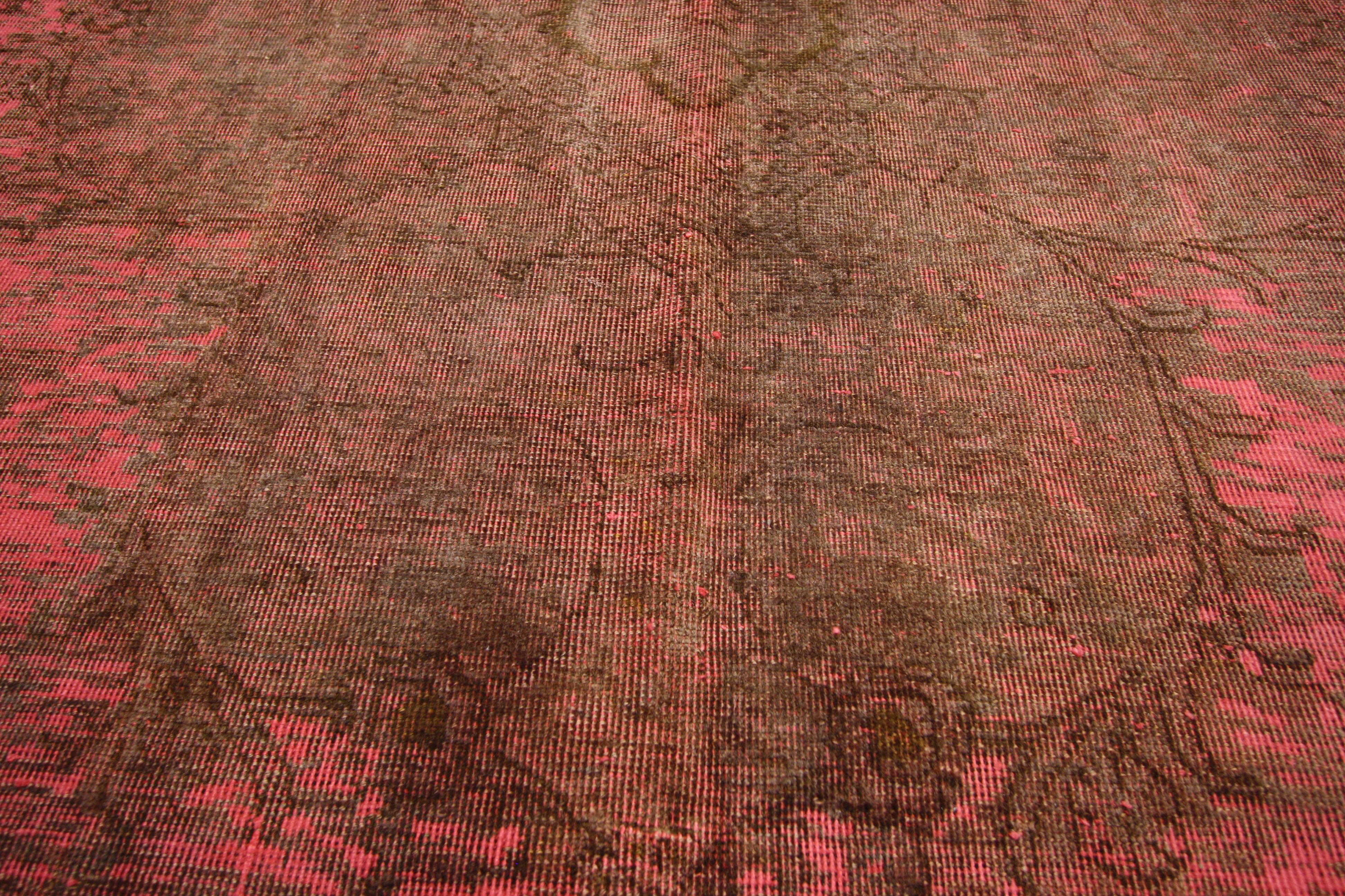 Hand-Knotted Vintage Turkish Overdyed Rug, Modern Industrial Meets Bohemian Rhapsody For Sale