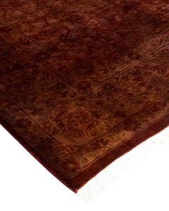 Overdyed Hand Knotted Wool Beige Area Rug