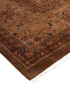 Overdyed Hand Knotted Wool Beige Area Rug