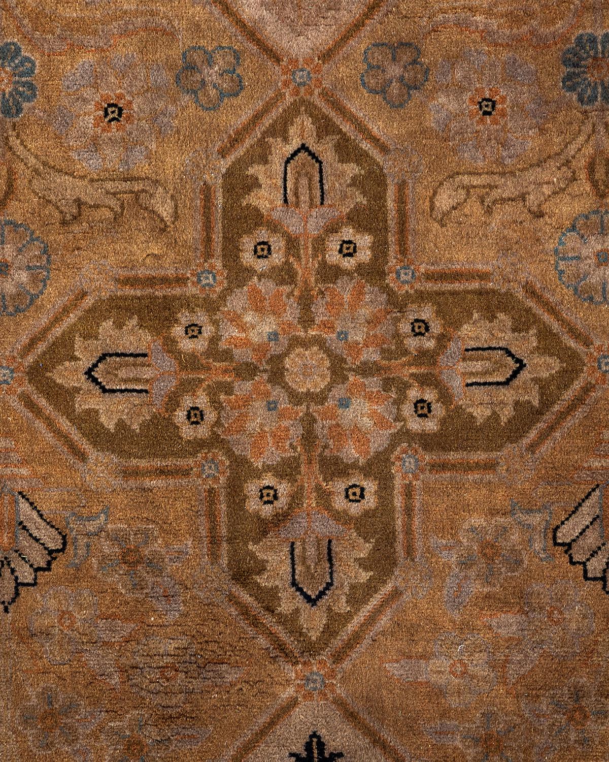 Pakistano Tappeto da giardino Overdyed in lana annodata a mano di colore beige in vendita
