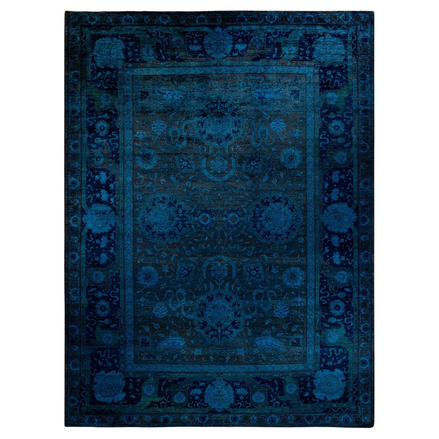 Overdyed Hand Knotted Wool Beige Area Rug For Sale