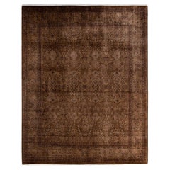 Overdyed Hand Knotted Wool Beige Area Rug