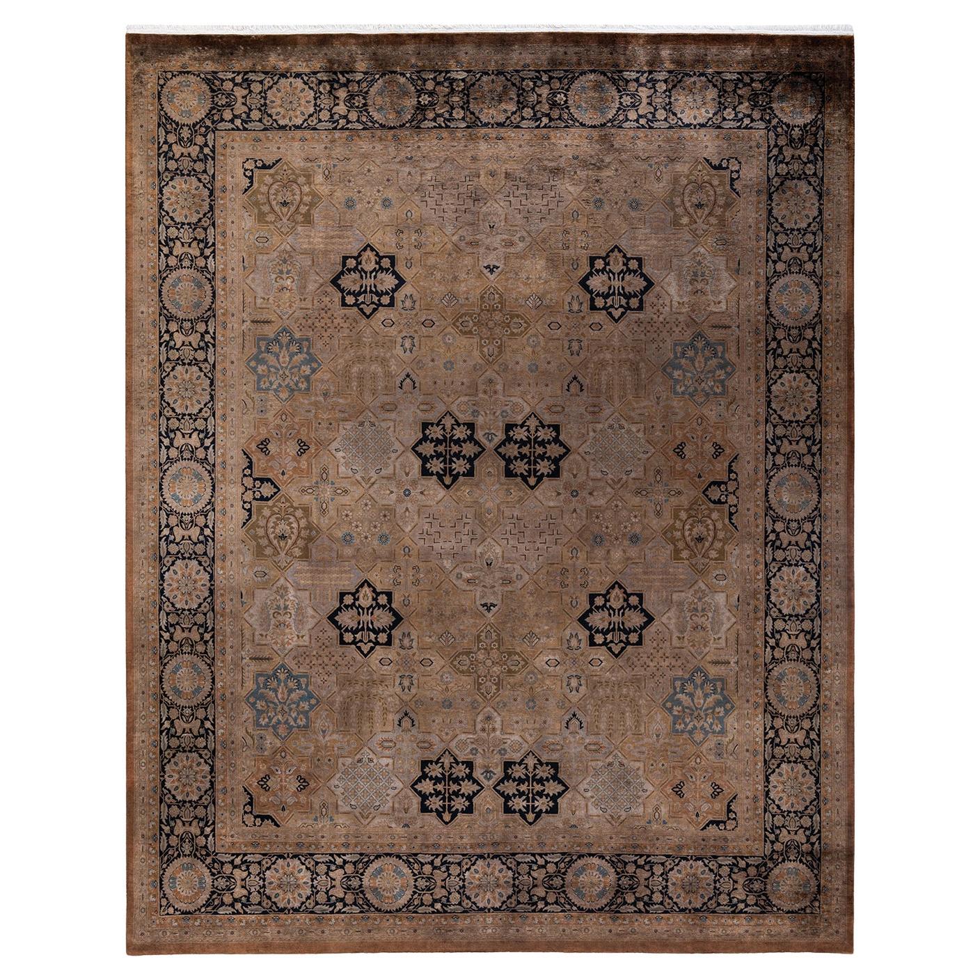 Overdyed Hand Knotted Wool Beige Area Rug