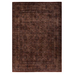 Overdyed Hand Knotted Wool Beige Area Rug