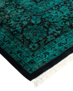 Overdyed Hand Knotted Wool Black Area Rug