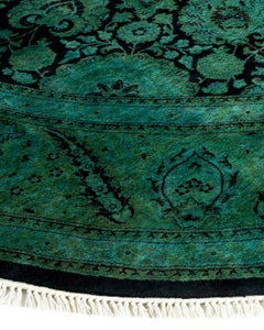 Schwarzer Teppich aus handgeknüpfter Wolle, gefärbt