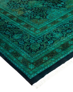 Traditional Black Hand-Knotted Wool Area Rug from Pakistan
