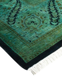 Overdyed Hand Knotted Wool Black Area Rug