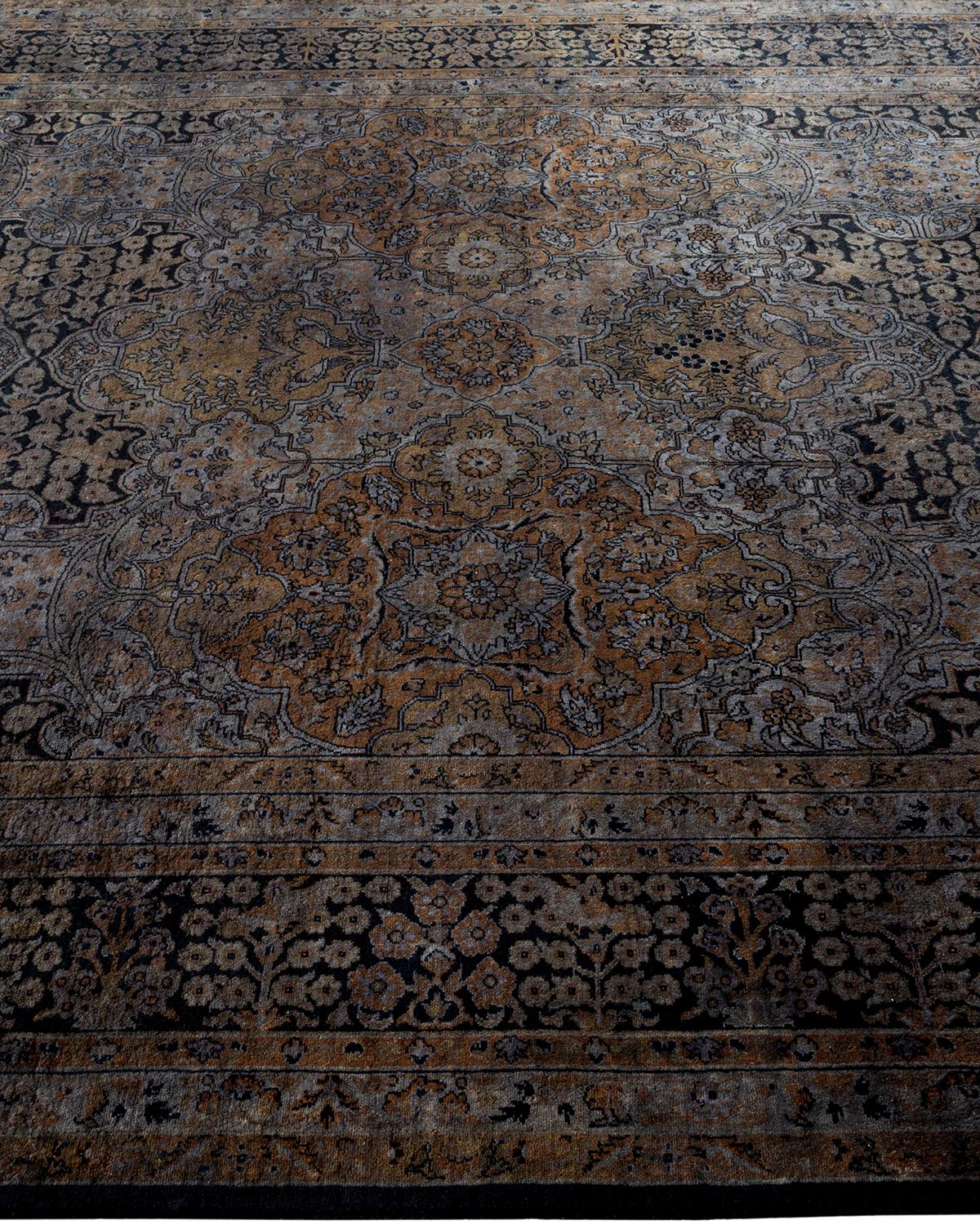 Overdyed Hand Knotted Wool Black Area Rug In New Condition For Sale In Norwalk, CT