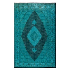 Overdyed Hand Knotted Wool Black Area Rug