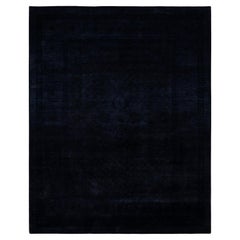 Schwarzer Teppich aus handgeknüpfter Wolle, gefärbt