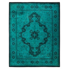 Overdyed Hand Knotted Wool Black Area Rug